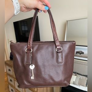 Brown Fossil Top Handle Purse